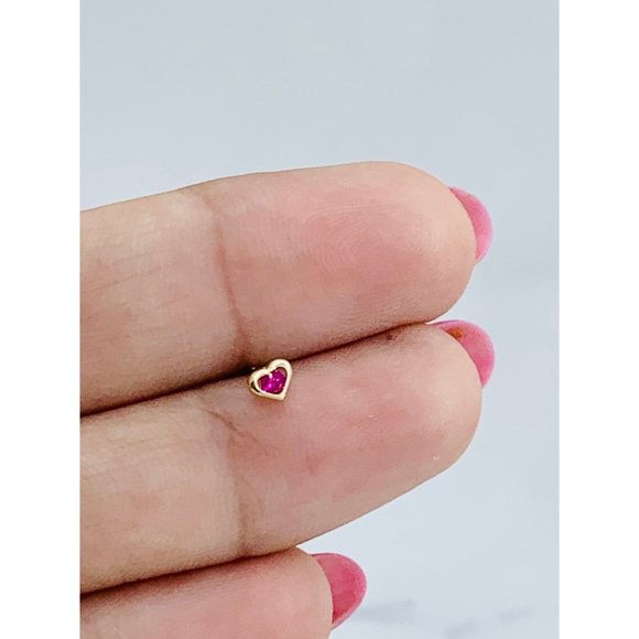 ❤️ 14k Gold nose ring heart ❤️ stud nose - Picture 3 of 4